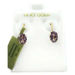 Created 2.10 Cts Alexandrite Dangling Earrings 14k Gold